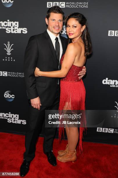 Nick Lachey and Vanessa Lachey attend the 'Dancing With The Stars' Season 25 Finale on November 21, 2017 in Los Angeles, California.