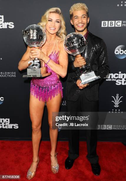 Lindsay Arnold and Jordan Fisher attend the 'Dancing With The Stars' Season 25 Finale on November 21, 2017 in Los Angeles, California.