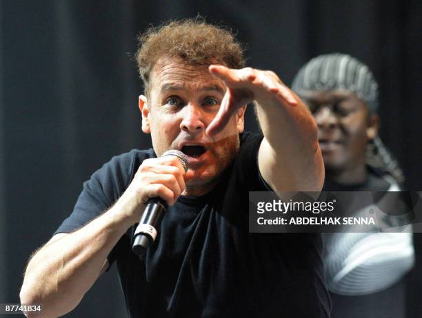 South African singer Johnny Clegg, nicknamed the White Zulu, performs late on May 17, 2009 at the 8th Mawazine international music festival in Rabat....