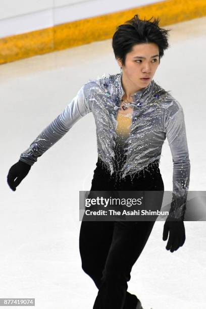 Shoma Uno of Japan in action during a practice session during day one of the ISU Grand Prix of Figure Skating Internationaux de France at Polesud Ice...