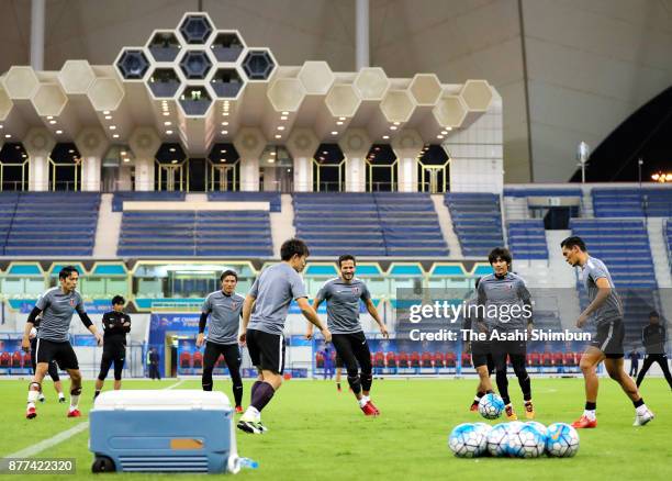 Urawa Red Diamonds players warm up during the official training at King Fahd International Stadium on November 17, 2017 in Riyadh, Saudi Arabia.