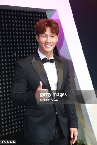 South Korean singer and actor Kim Jong-kook attends the strategic conference of Artiz Studio on November 22, 2017 in Hong Kong, China.