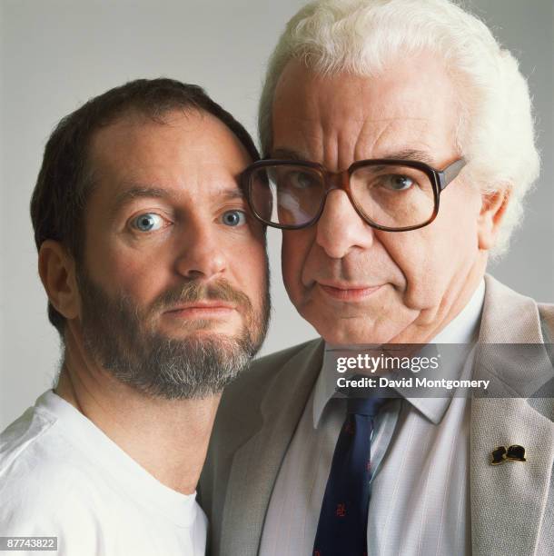 English comedians Kenny Everett and Barry Cryer, 2nd December 1991.