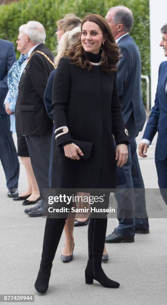 Catherine, Duchess of Cambridge visits the Jaguar Land Rover's Solihull Manufacturing Plant on November 22, 2017 in Birmingham, England.