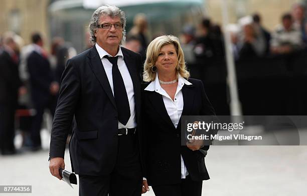 Marianne and Michael Hartl leave the funeral service for Monti Lueftner on May 18, 2009 in Munich, Germany. Egmont Lueftner, better known as Monti...