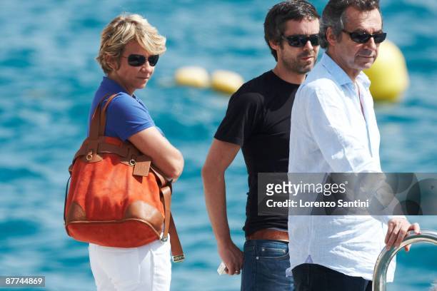 Arianne Massenet and Yann Barthes leave the Hotel du Cap - Eden Roc of Cap d'Antibes on May 18, 2009 in Cannes, France.