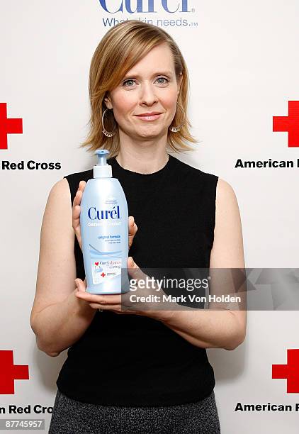Actress Cynthia Nixon attends the Kick off for Curel's skin care "Share the Gift of Caring" campaign benefitting the American Red Cross at The London...