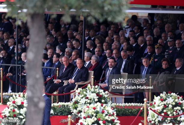 Lebanon's prime minister Saad Hariri attends the Independence Day ceremony on November 22, 2017 in Beirut, Lebanon. Hariri arrived early Wednesday to...