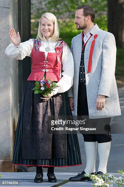 Princess Mette-Marit and Prince Haakon Magnus celebrate Norway's national day at The Royal Palace on May 17, 2009 in Oslo, Norway.