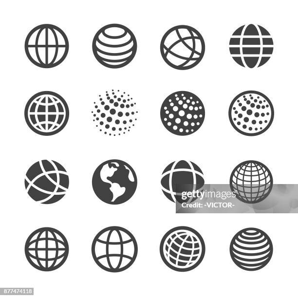 ilustraciones, imágenes clip art, dibujos animados e iconos de stock de globo y comunicación conjunto de iconos - serie acme - globo terráqueo