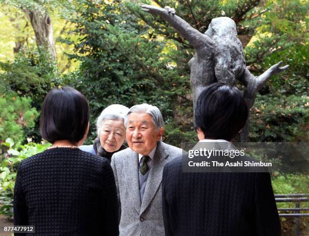 Emperor Akihito and Empress Michiko are seen at Inokashira Park on November 22, 2017 in Musashino, Tokyo, Japan.