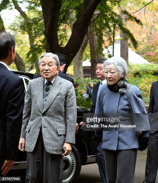 Emperor Akihito and Empress Michiko are seen at Inokashira Park on November 22, 2017 in Musashino, Tokyo, Japan.