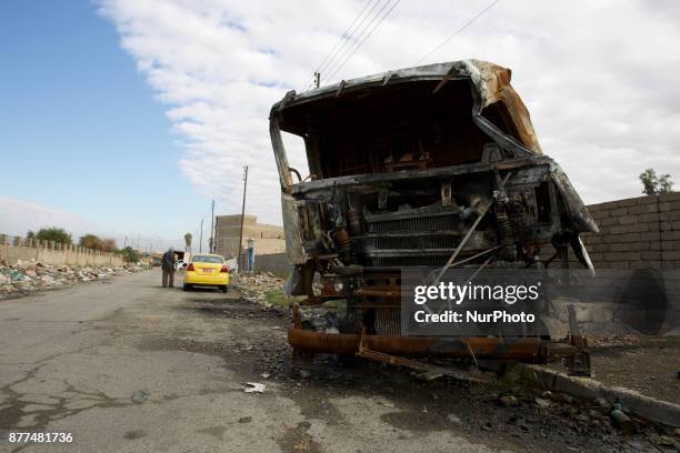 Destroyed truck in Mosul. Mosul, Iraq, 22 November 2017