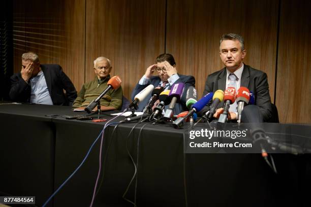 Ratko Mladic's son Darko Mladic gives a press conference with the defenders on November 22, 2017 in The Hague, The Netherlands. Ratko Mladic's lawyer...