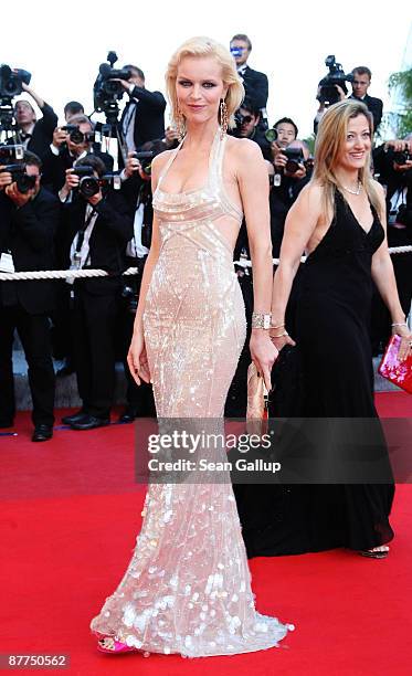 Model Eva Herzigova attends the Looking For Eric Premiere held at the Palais Des Festivals during the 62nd International Cannes Film Festival on May...