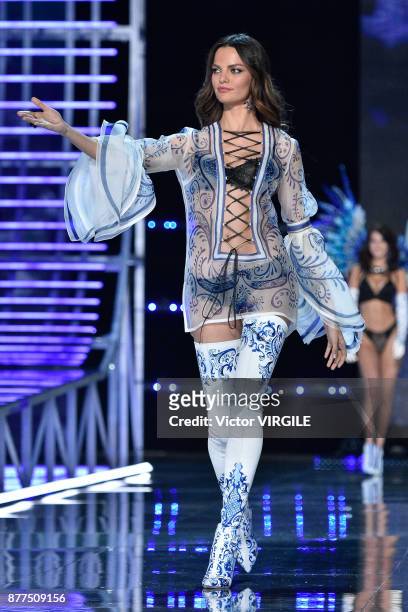 Barbara Fialho walks the runway at the 2017 Victoria's Secret Fashion Show In Shanghai - Show at Mercedes-Benz Arena on November 20, 2017 in...