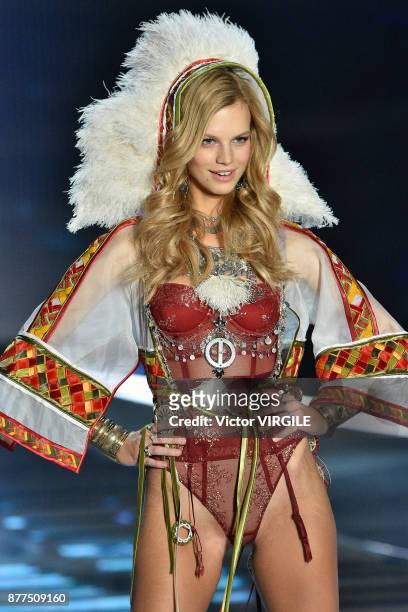 Nadine Leopold walks the runway at the 2017 Victoria's Secret Fashion Show In Shanghai - Show at Mercedes-Benz Arena on November 20, 2017 in...