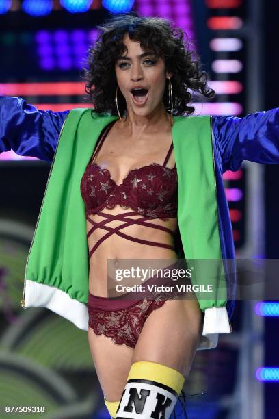 Alanna Arrington walks the runway at the 2017 Victoria's Secret Fashion Show In Shanghai - Show at Mercedes-Benz Arena on November 20, 2017 in...