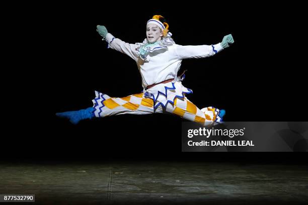 Dancer performs during a full dress rehearsal for dancer and producer Ivan Putrov's forthcoming show 'Men in Motion', at the London Coliseum in...