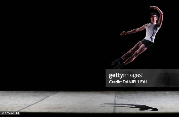 Dancer performs during a full dress rehearsal for dancer and producer Ivan Putrov's forthcoming show 'Men in Motion', at the London Coliseum in...