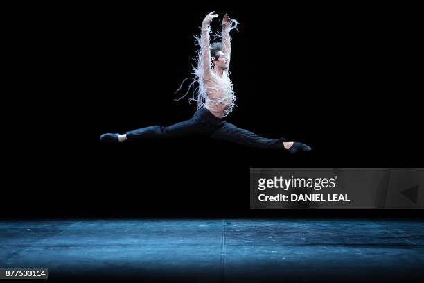 Dancer performs during a full dress rehearsal for dancer and producer Ivan Putrov's forthcoming show 'Men in Motion', at the London Coliseum in...