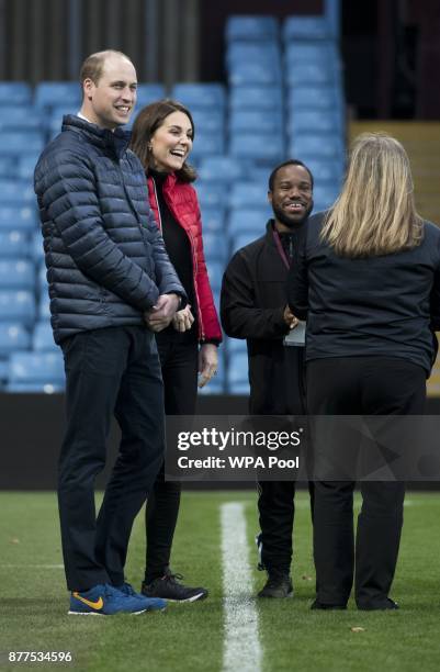 Prince William, Duke of Cambridge and Catherine, Duchess of Cambridge visit Aston Villa Football Club to see the work of the Coach Core programme on...