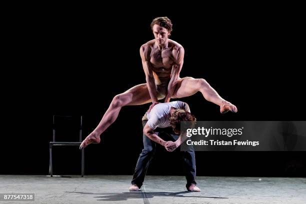 Ivan Putrov and Matthew Ball perform during a dress rehearsal for Ivan Putrov's "Men In Motion" at The London Coliseum on November 22, 2017 in...