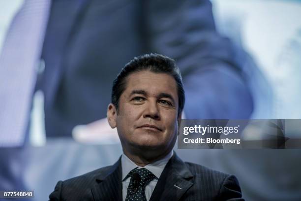 Carlos Fuente, president of the Partido Verde , listens during the El Financiero Political Summit in Mexico City, Mexico, on Wednesday, Nov. 22,...