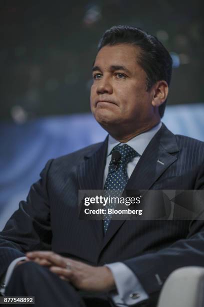 Carlos Fuente, president of the Partido Verde , listens during the El Financiero Political Summit in Mexico City, Mexico, on Wednesday, Nov. 22,...