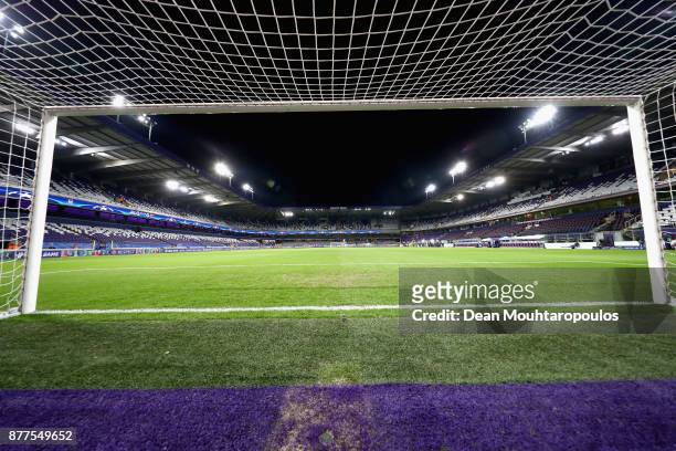 General view inside the stadium prior to during the UEFA Champions League group B match between RSC Anderlecht and Bayern Muenchen at Constant Vanden...