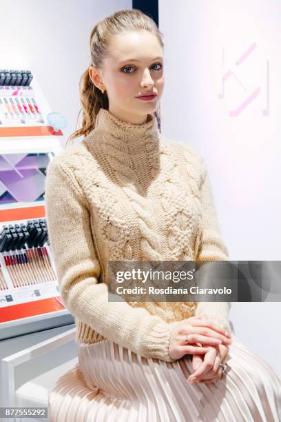 Italian Actress Beatrice Vendramin attends the KikoID store opening on November 22, 2017 in Milan, Italy.