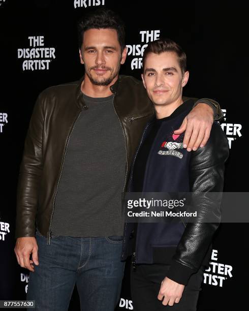 James Franco and Dave Franco attend a screening of "The Disaster Artist" at Picturehouse Central on November 22, 2017 in London, England.