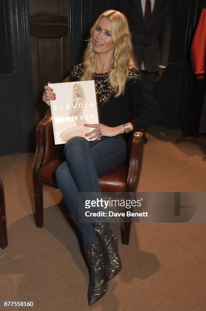 Claudia Schiffer signs copies of her book "Claudia Schiffer" hosted by MR PORTER and NET-A-PORTER at The Kingsman Store, St James, on November 22,...