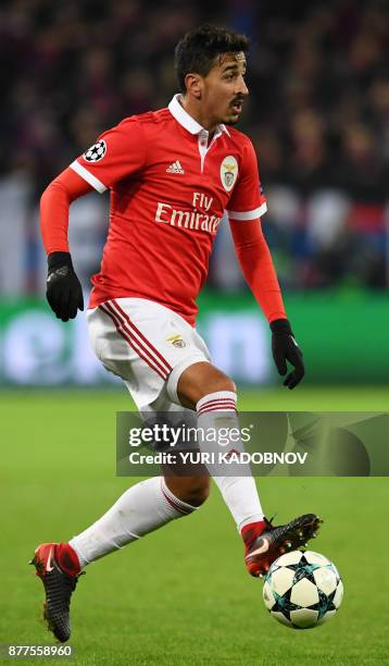 Benfica's defender from Portugal Andre Almeida controls the ball during the UEFA Champions League Group A football match between PFC CSKA Moscow and...