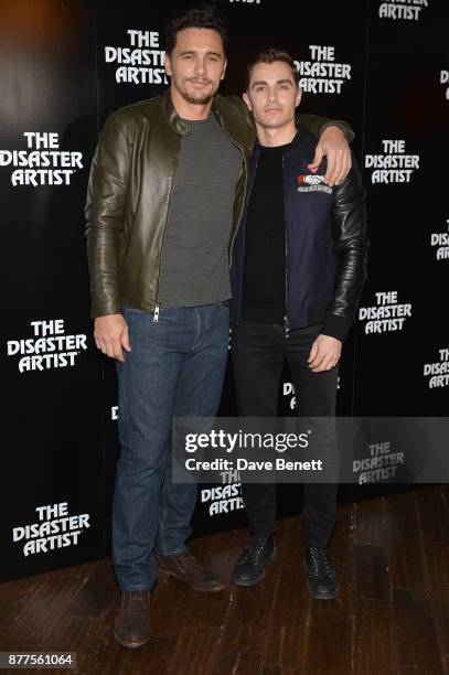 James Franco and Dave Franco attend a preview screening of "The Disaster Artist" at the Picturehouse Central on November 22, 2017 in London, England.