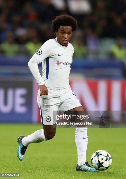 Willian of Chelsea in action during the UEFA Champions League group C match between Qarabag FK and Chelsea FC at Azersun-Arena on November 22, 2017...