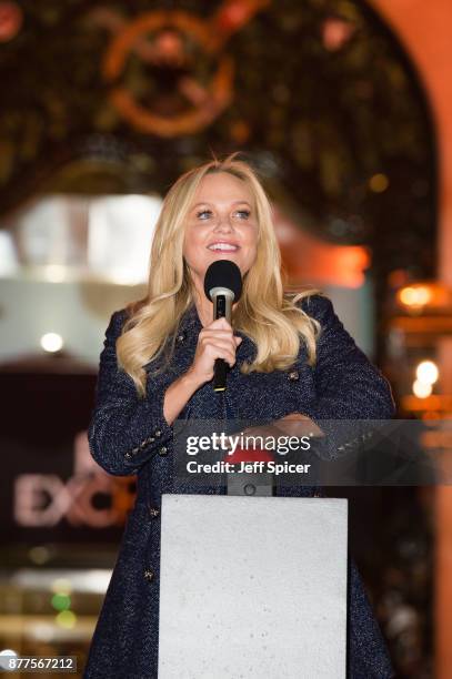 Emma Bunton switches on the Christmas lights at The Royal Exchange on November 22, 2017 in London, England.