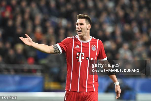Bayern Munich's German defender Niklas Sule reacts during the UEFA Champions League Group B football match between Anderlecht and Bayern Munich at...