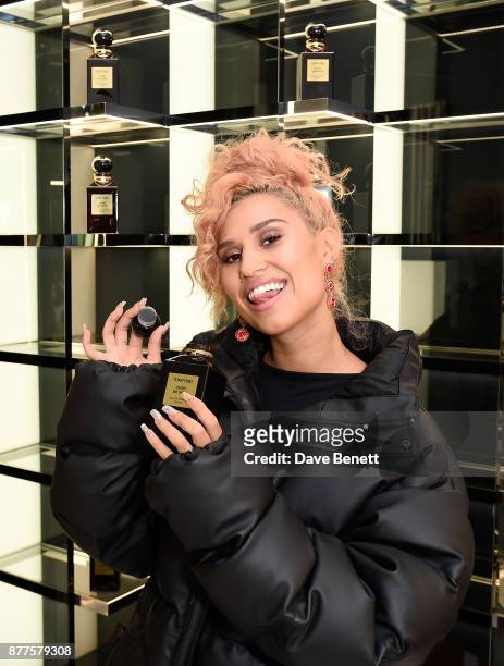 Raye attends the opening of the first TOM FORD global beauty store at Covent Garden on November 22, 2017 in London, England.
