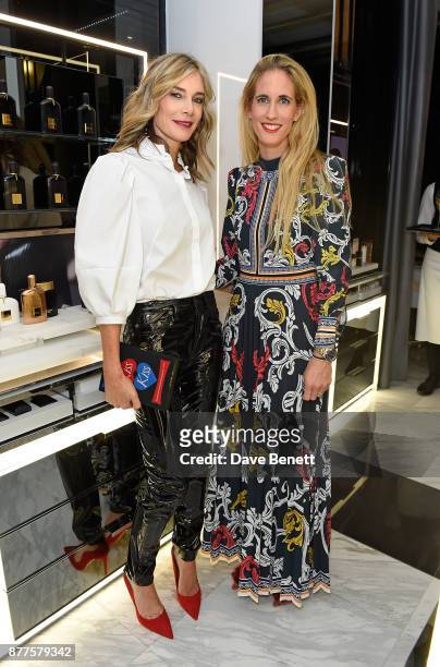 Kim Hersov and Adriana Chryssicopoulos attend the opening of the first TOM FORD global beauty store at Covent Garden on November 22, 2017 in London,...
