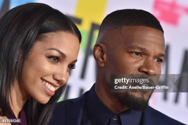 Actor Jamie Foxx and daughter Corinne Foxx arrive at the 2017 American Music Awards at Microsoft Theater on November 19, 2017 in Los Angeles,...