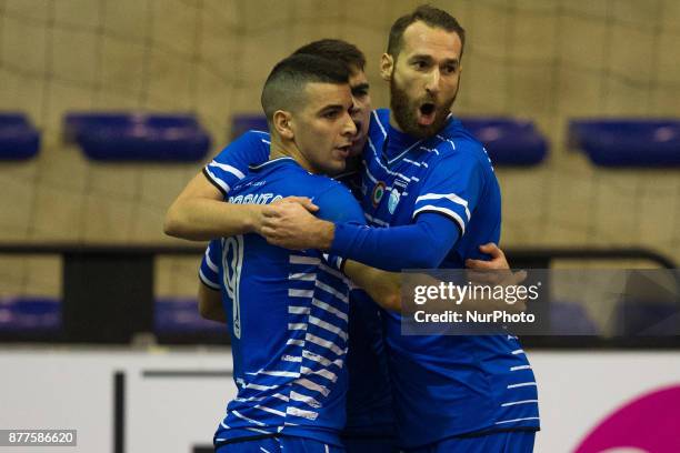 Cristian Borruto of Pescara Calcio a 5 celebrate the goal of 1-0 during the Elite Round of UEFA Futsal Cup 17/18 match between Pescara Calcio a 5 and...