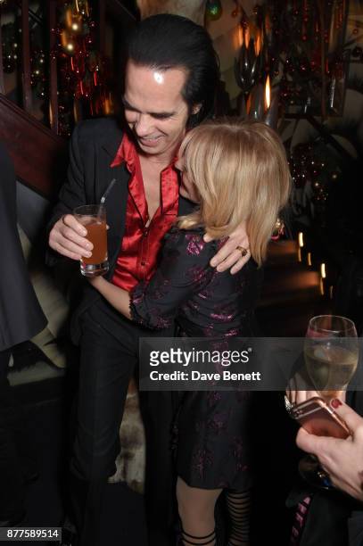 Nick Cave and Kylie Minogue attend the Nick Cave & The Bad Seeds x The Vampires Wife x Matchesfashion.com party at Loulou's on November 22, 2017 in...