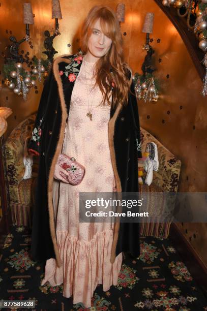 Florence Welch attends the Nick Cave & The Bad Seeds x The Vampires Wife x Matchesfashion.com party at Loulou's on November 22, 2017 in London,...