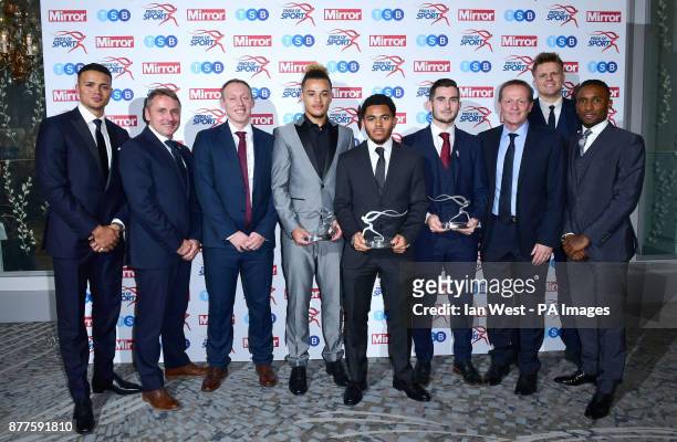 England's Young Lions, Keith Downing, Steve Cooper, Joel Latibeaudiere, Jay Dasilva, Lewis Cook and Paul Simpson, win the Inspirational Performance...