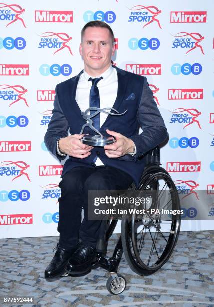 David Weir wins the Lifetime Achievement Award at the Pride of Sport awards, presented by Sol Campbell and David Seaman at the Grosvenor House hotel,...
