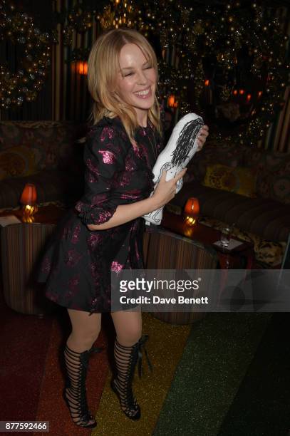 Kylie Minogue attends the Nick Cave & The Bad Seeds x The Vampires Wife x Matchesfashion.com party at Loulou's on November 22, 2017 in London,...