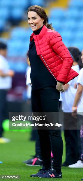 Catherine, Duchess of Cambridge visits Aston Villa Football Club to see the work of the Coach Core programme on November 22, 2017 in Birmingham,...