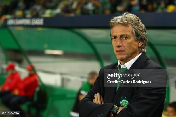 Sporting CP head coach Jorge Jesus from Portugal during the UEFA Champions League match between Sporting CP and Olympiakos Piraeus at Estadio Jose...