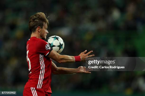 Olympiakos Piraeus midfielder Guilaume Gillet from Belgium during the UEFA Champions League match between Sporting CP and Olympiakos Piraeus at...